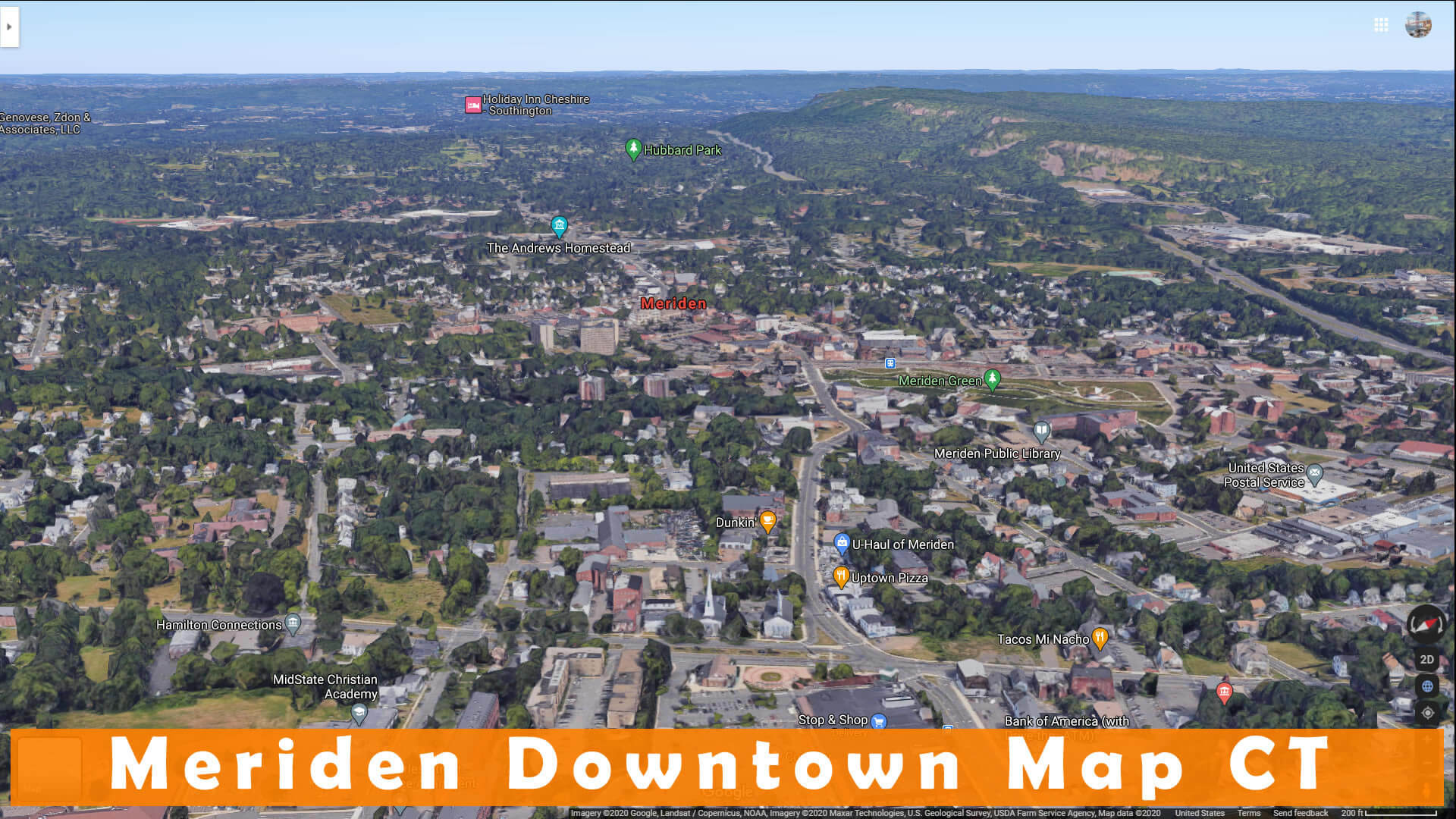 Meriden Downtown Map CT